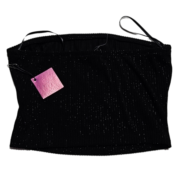 NWT Cropped Crop Bandeau Tube Glitter Striped Tops Forever 21 - Picture 2 of 3